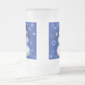 roemrijke sneeuwman met sneeuwvlokken matglas bierpul (Center)