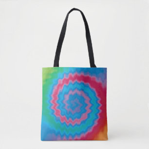 roeovy retro tie dye swirl patroon tote bag