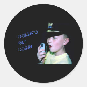 Roep alle auto's! (Kleine officier 6) Ronde Sticker