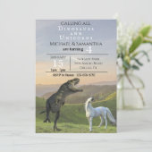 Roep alle Dinosaur Unicorns Twin Party Birthday Kaart (Staand voorkant)
