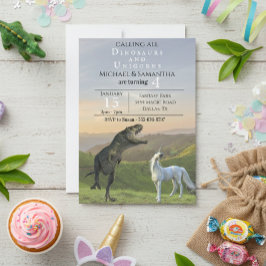 Roep alle Dinosaur Unicorns Twin Party Birthday Kaart