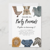 Roep alle feestdieren Safari dierentuin Birthday o Kaart (Voorkant)