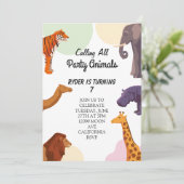 Roep alle feestdieren Safari dierentuin Birthday o Kaart (Staand voorkant)