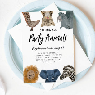 Roep alle feestdieren Safari dierentuin Birthday o Kaart