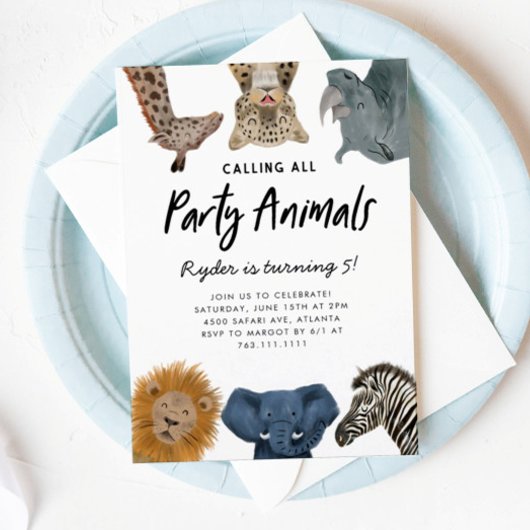 Roep alle feestdieren Safari dierentuin Birthday o Kaart