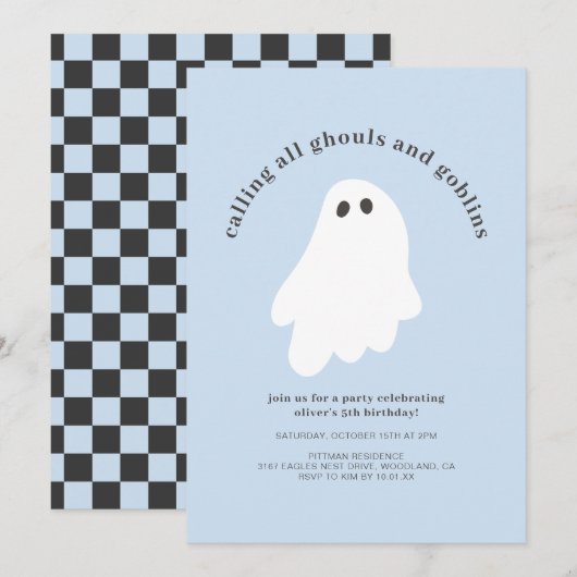 Roep Alle Ghouls en Goblins de Uitnodiging van de  (Voorkant / Achterkant)