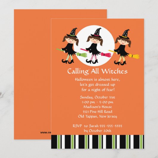 Roep alle heksen Halloween Uitnodiging (Voorkant / Achterkant)