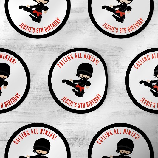 Roep alle Ninjas! Birthday-kind Ronde Sticker