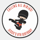Roep alle Ninjas! Birthday-kind Ronde Sticker (Voorkant)