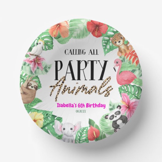 Roep alle partij dieren Tropisch Birthday Party Papieren Kommen (Voorkant)