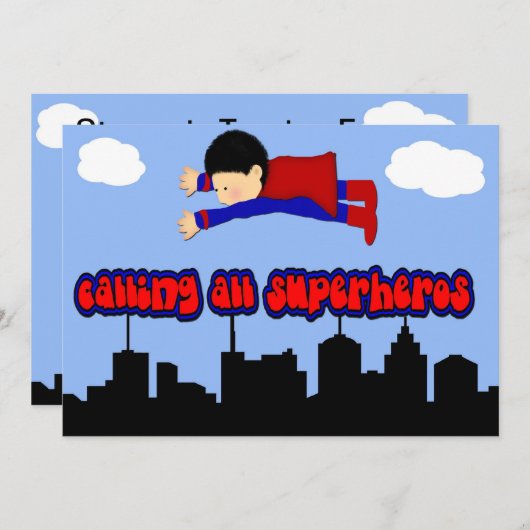 Roep alle superheldenpartij kaart (Voorkant / Achterkant)