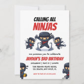 Roep alle uitnodiging van Ninjas-Kind Ninja Birthd (Voorkant)