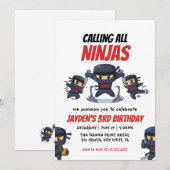 Roep alle uitnodiging van Ninjas-Kind Ninja Birthd (Voorkant / Achterkant)