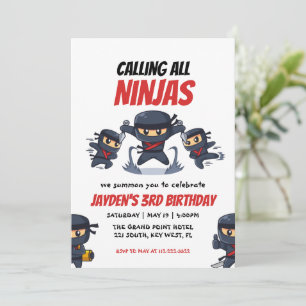 Roep alle uitnodiging van Ninjas-Kind Ninja Birthd