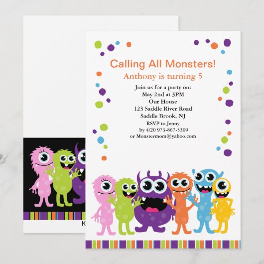 Roep alle zondagse monsters uit kaart (Voorkant / Achterkant)