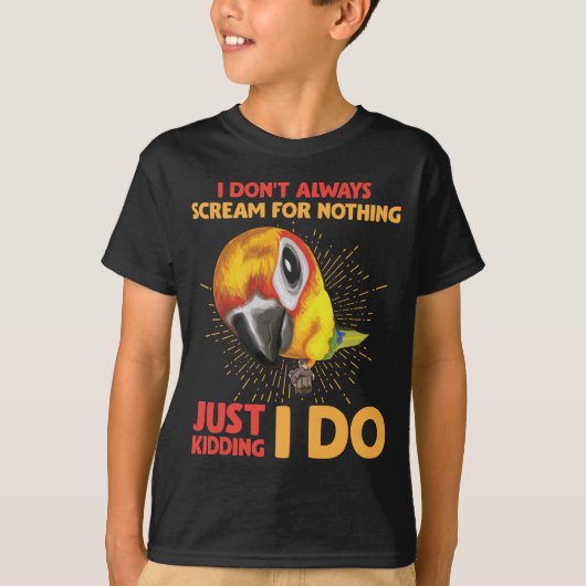 Roep de Humor van Parrot niet om niets T-shirt (Voorkant)