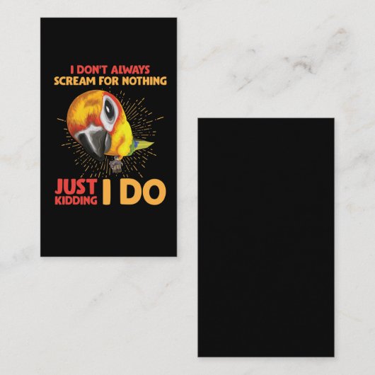 Roep de Humor van Parrot niet om niets Visitekaartje (Voorkant / Achterkant)