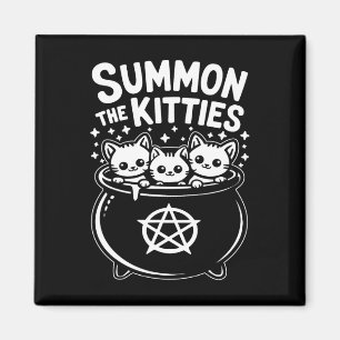 Roep de Kitties Cute Heksen Ketel Halloween Magneet
