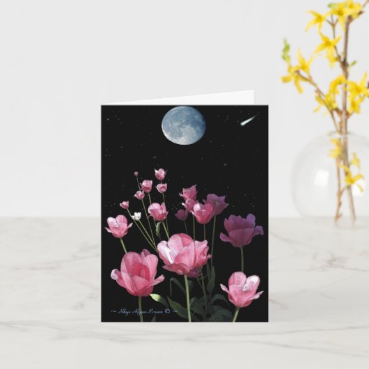 "ROEP DE STERREN" Romantische kaart (Gele Bloem)