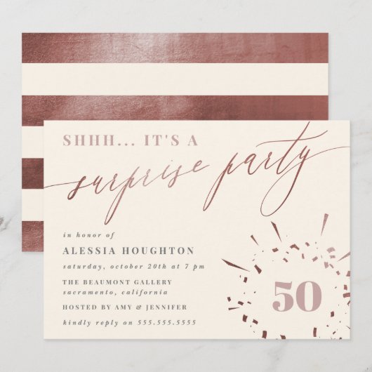 Roep- en Roos Gold Script Enterprise Party Kaart (Voorkant / Achterkant)