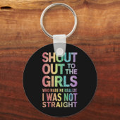 Roep naar de meisjes Gay Pride Rainbow Flag LGBT Sleutelhanger (Voorkant)