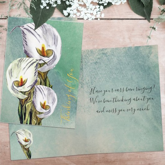 Roep om Calla-lelies waterverf aangepaste kaart