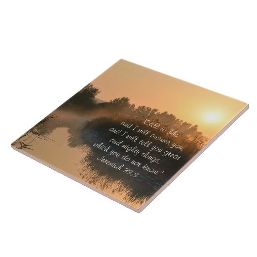 Roep tot Mij, Bijbelvers Jeremia 33:3 Keramische T Tegeltje (Zijkant)