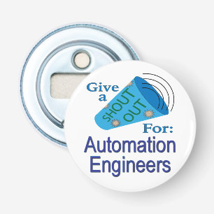 Roep uit voor automatiseringsengineers button flesopener