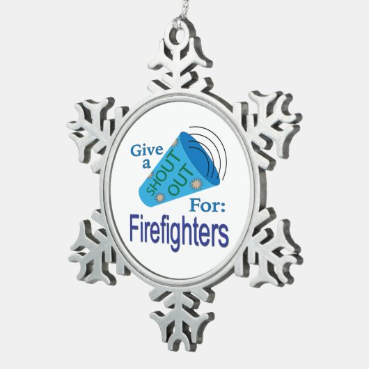 Roep uit voor brandweerlieden tin sneeuwvlok ornament (Rechts)