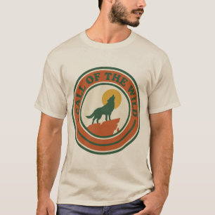 Roep van de Wilde Retro Huilende Wolf Maan Badge T-shirt