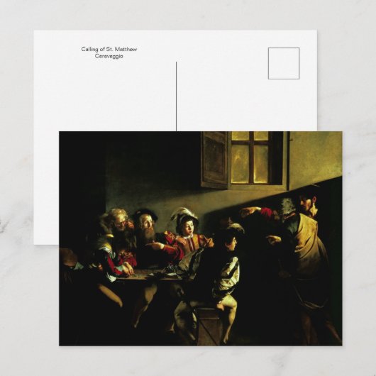 Roep van Matthew door het Briefkaart Caravaggio (Voorkant / Achterkant)