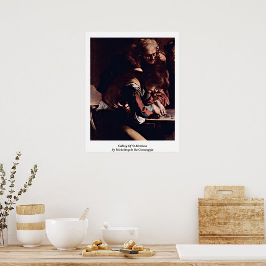 Roep van sint-Matthew Michelangelo da caravaggio Poster (Keuken)