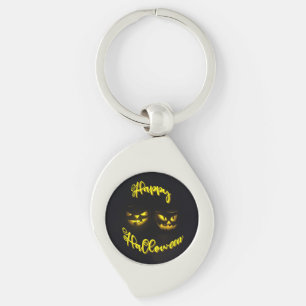 Roepachtige gele pompoen met Happy Halloween Sleutelhanger