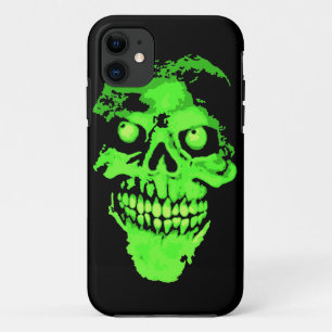 Roepachtige groene neonstijl schedel iPhone 11 hoesje