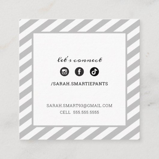 ROEPENDE KAART vierkante rand modern grijs grijs z Vierkante Visitekaartje (Achterkant)