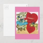 Roepende Valentijn van Kat Feestdagenkaart (Voorkant / Achterkant)