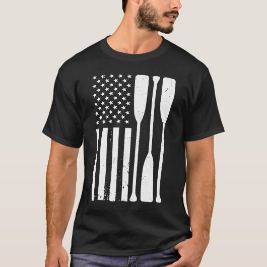 Roeperende Mannen Amerikaanse vlag Coxswin Row Cre T-shirt (Voorkant)