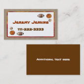 Roepkaart voor kindersport contactkaartje (Voorkant / Achterkant)