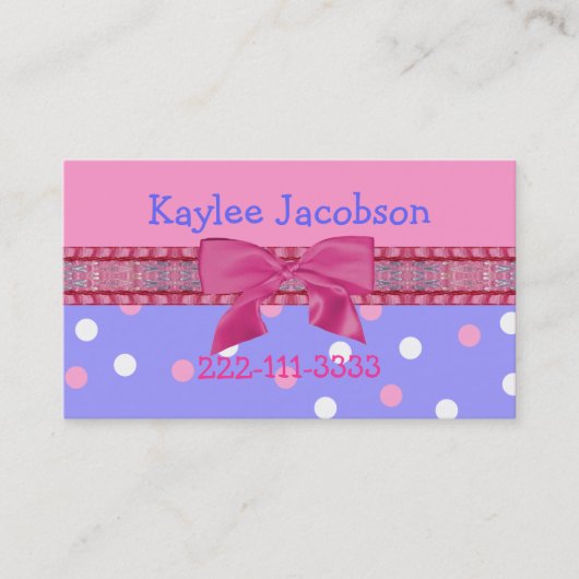 Roepkaart voor meisjes contactkaartje (Voorkant)