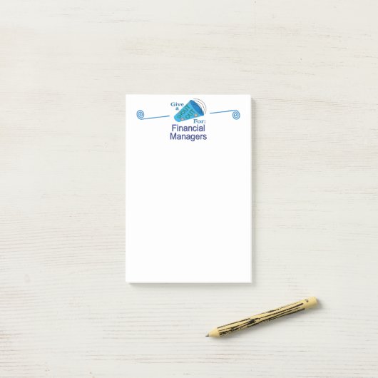 Roept de financiële managers op post-it® notes (Op bureau)