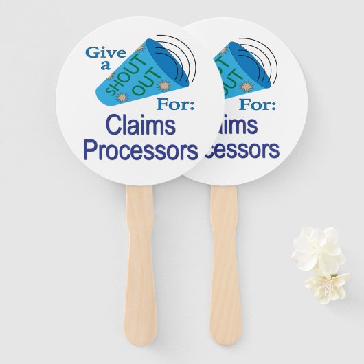 Roept hulp in voor claims processors handwaaier (Voorkant en achterkant)