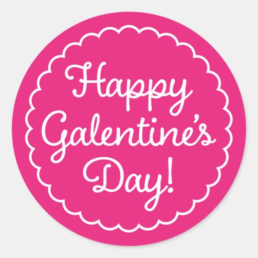 Roepte Border Galentine's Day Sticker Donkerroze (Voorkant)