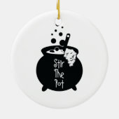 Roer de pot – heksenketel keramisch ornament (Achterkant)