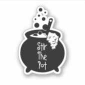 Roer de pot – heksenketel sticker (Voorkant)