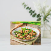 Roer gefrituurde asperges met champignons feestdagenkaart (Staand voorkant)