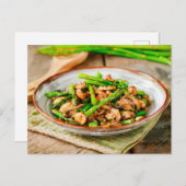 Roer gefrituurde asperges met champignons feestdagenkaart (Voorkant / Achterkant)