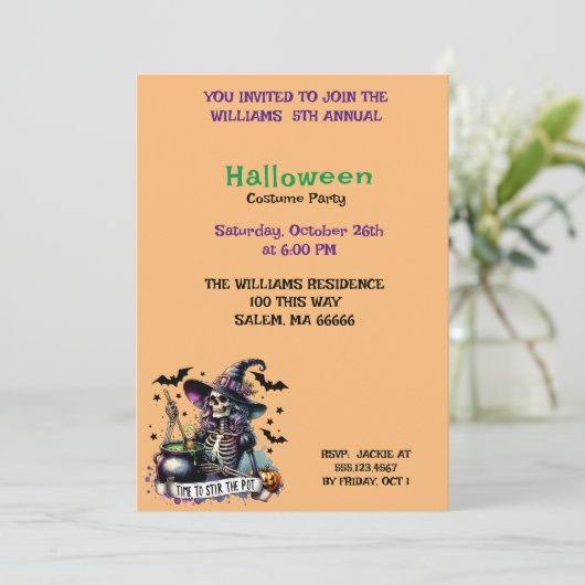 Roer het Pot Halloween feest Kaart (Staand voorkant)