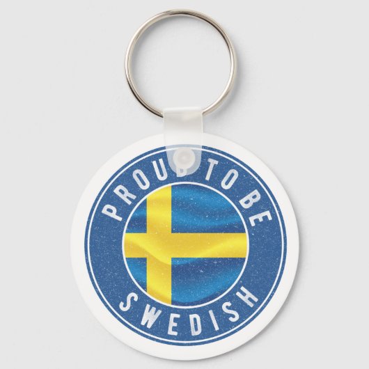 Roer om zweedse vlag T-Shirt Trucker Hat Butto te  Sleutelhanger (Voorkant)