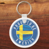 Roer om zweedse vlag T-Shirt Trucker Hat Butto te  Sleutelhanger (Voorkant)