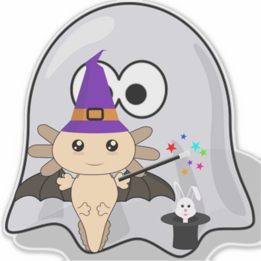 roeren.Axolotl, Halloween Sticker (Voorkant)